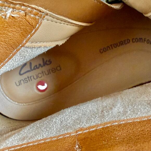 NEW Unstructured by Clarks 9.5M Rosely Zip Dark Tan Leather Ruched Ankle Boots - Picture 10 of 12